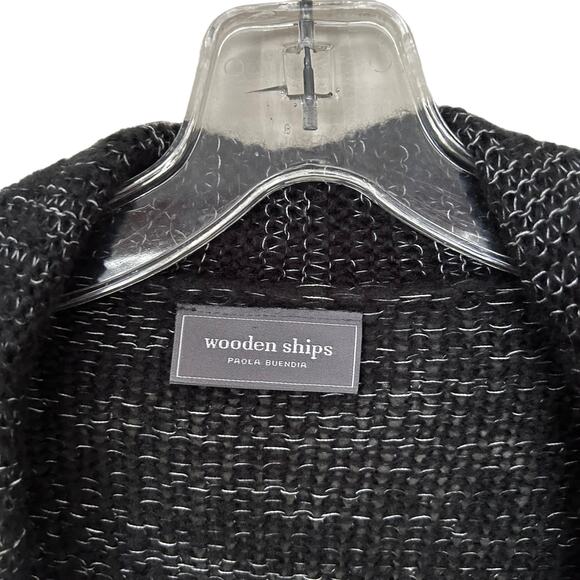 Wooden Ships Black Open Front Knit Cardigan Sz XS - Picture 2 of 4